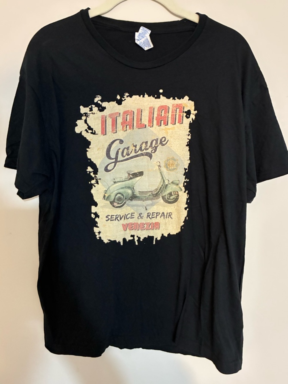Italian Garage Graphic Tee - Black 100% Cotton XL